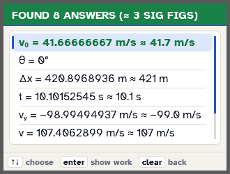 Found 8 answers, each with exact value and 3 sig figs